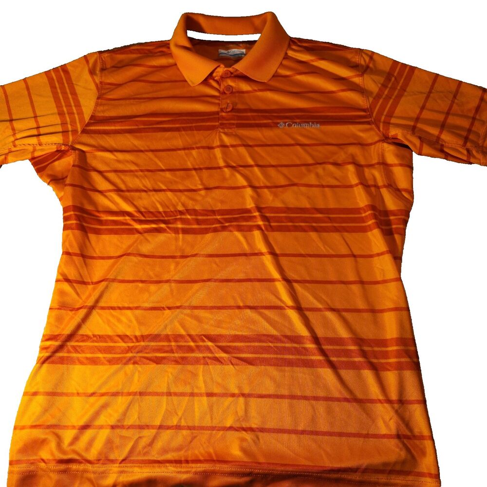 Columbia Sportswear Mens Size M Polo Shirt Omni-Shade Sun Protection Orange